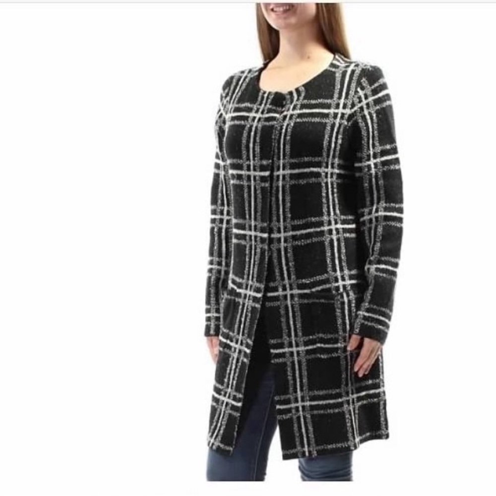 Sanctuary Navy Blue and White Long Cardigan Coat